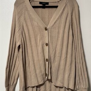 Forever 21 Taupe Ribbed Cardigan